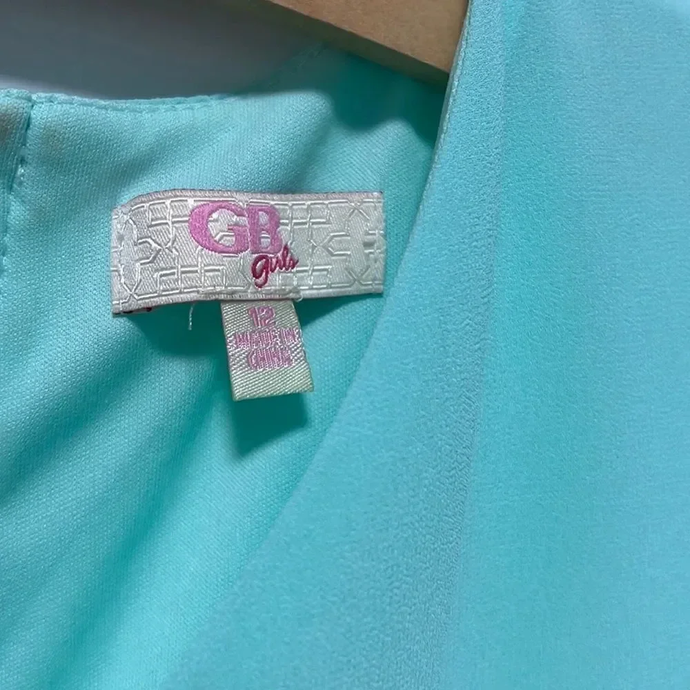 Gianni Bini Girls || Tiffany Blue Wrap Dress With Ruffles on Bottom Size 12.